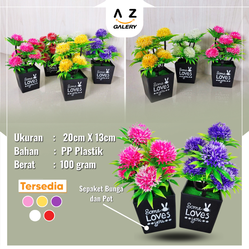 Tanaman Hias Plastik Ornamen Pot Bonsai Bunga Hias Dekorasi Rumah Artificial Flower Azgalery PBP53