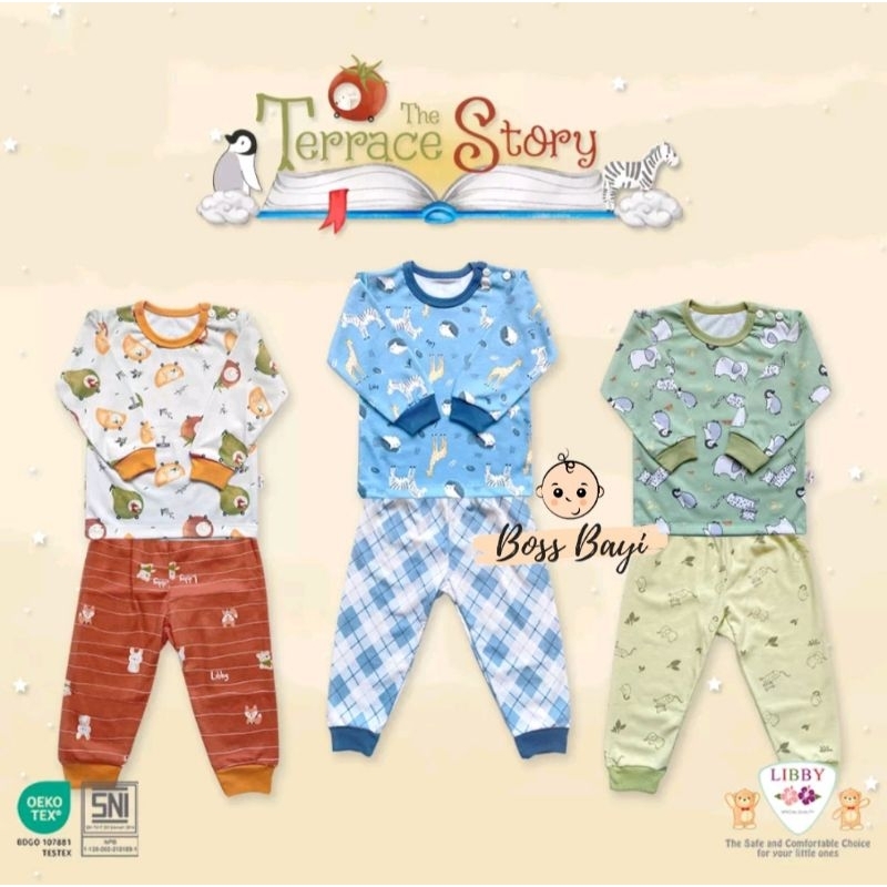 LIBBY BASIC WEAR - Setelan Oblong Kancing Pundak &quot;The Terrace Story&quot; Pendek | CPR(Pepan) | Panjang Bayi Anak