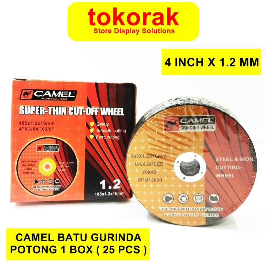 CAMEL BATU GURINDA POTONG 4 INCH GERINDA 4&quot; CUTTING WHEEL 4INCH X 1.2 PER BOX