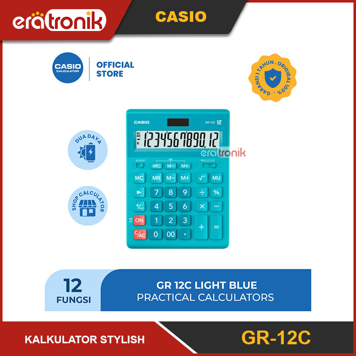 

Kalkulator Casio GR-12C Light Blue Kalkulator Stylish Kalkulator Colorful