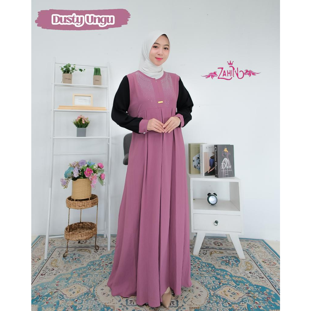 DRESS ALLIYA &amp; ZAHWA by zahin Set outer ayyura eliya syaffa CRINGKLE sabyan muslim syari stelan kerja kuliah TERBARU