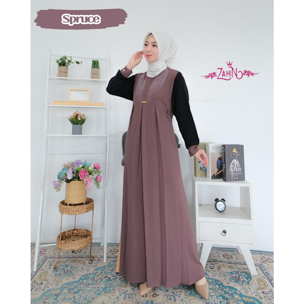 DRESS ALLIYA &amp; ZAHWA by zahin Set outer ayyura eliya syaffa CRINGKLE sabyan muslim syari stelan kerja kuliah TERBARU