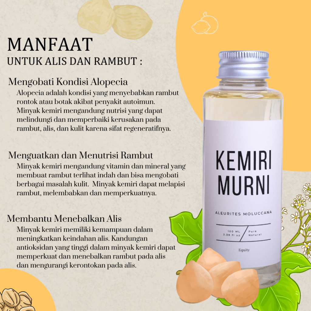 Minyak Kemiri 100% Murni, Serum Rambut dan Wajah