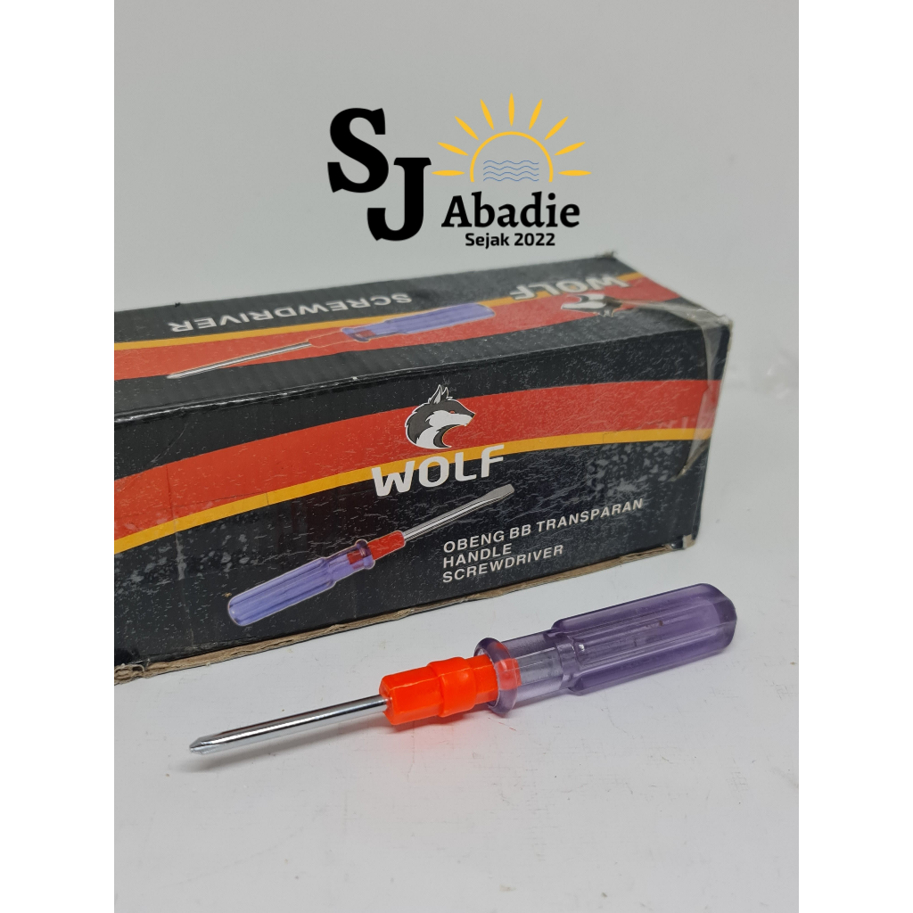 (12 PCS) Obeng Bolak Balik Two Way Screwdriver Gagang Pvc WOLF 3 Inch | SJ ABADIE |