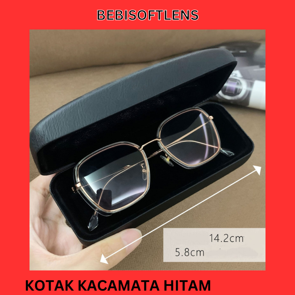 kotak kacamata Sunglass/ Kotak Kacamata wadah Besar Tempat Penyimpanan Kacamata Black / BB