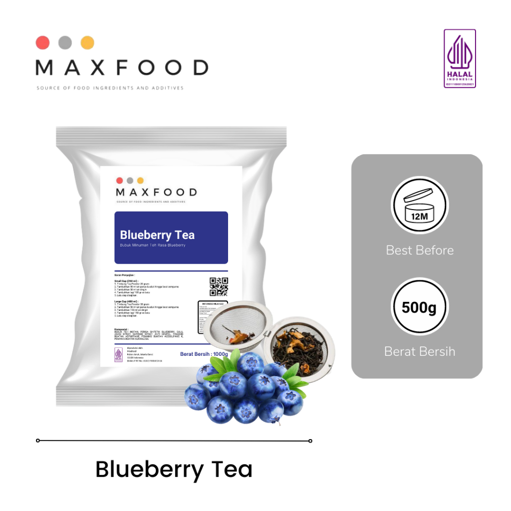 

Blueberry Tea/ Teh Bluberi/ Bubuk Minuman Teh Rasa Blueberry 500 GR