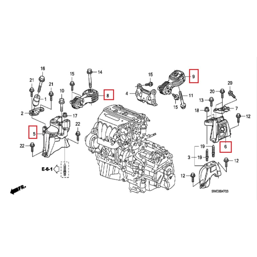 Engine Mounting Set Crv 2007-2012, Crv Gen 3 Matic Original Honda