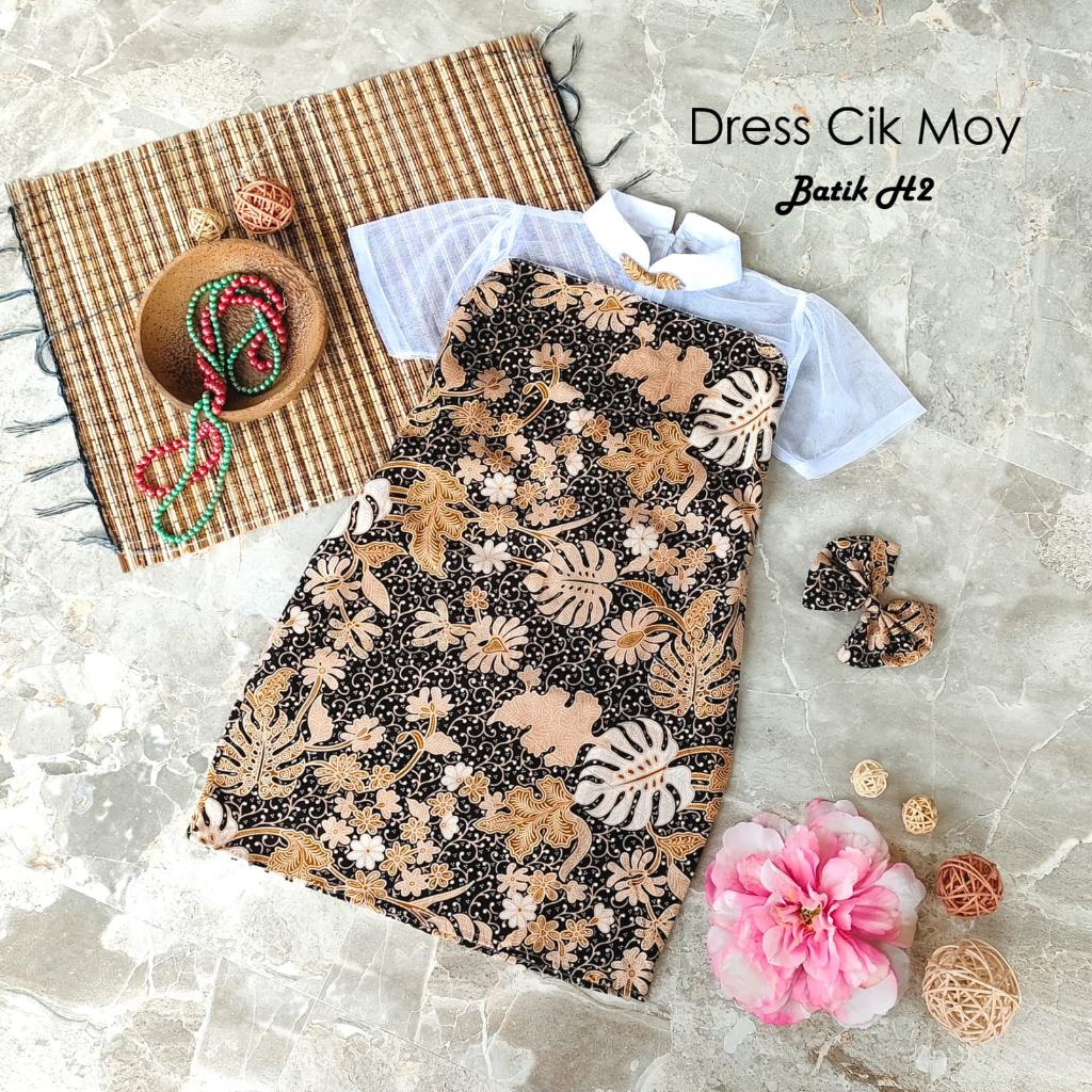 Cikmoy Dress Combi Batik / Dress Cantik Anak Dan Dewasa / Dress Couple