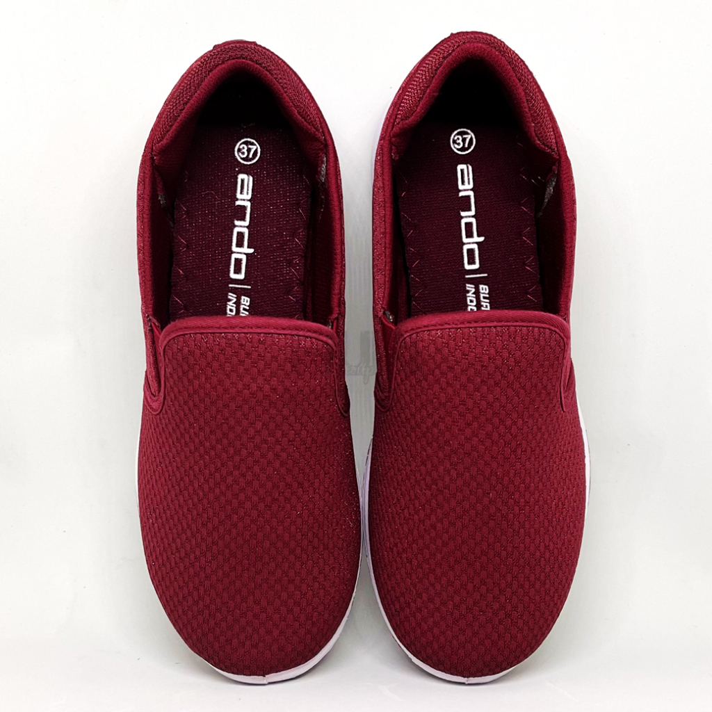 FIURI - Ando - BERTHA 37-40 MAROON - Sepatu Kets Sneakers Wanita - Sepatu Flat Shoes Slip On Wanita - Sepatu Olahraga Wanita - Sepatu Fashion Wanita Promo