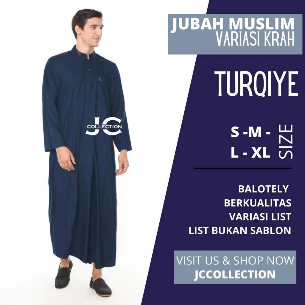 Jubah Baju Muslim Gamis Pria Variasi Leher Krah Turkki- JCCollections