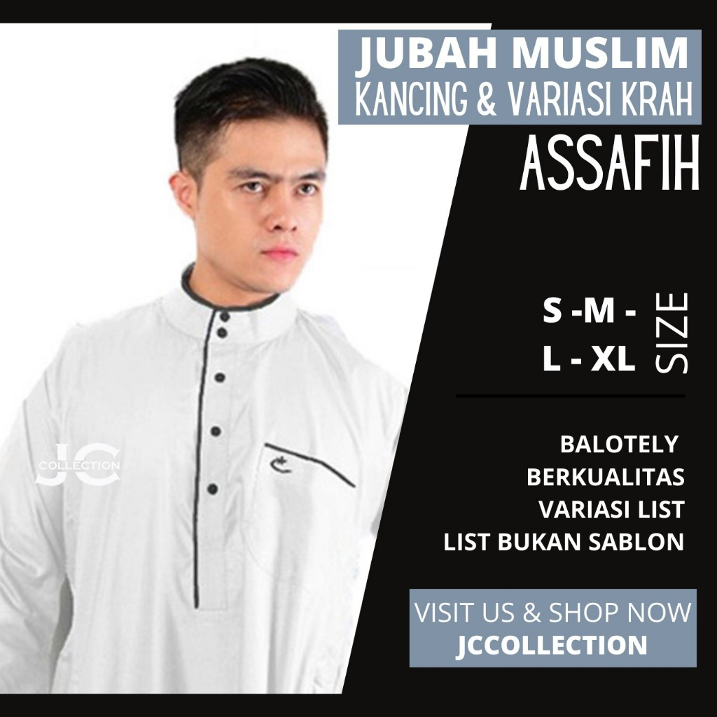 Jubah Baju Muslim Pria Assafih / Jubah Baju Koko Lengan Panjang Pria - JCCollections