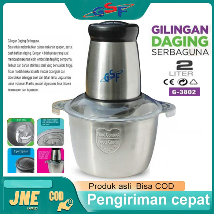 Penggiling Daging GSF 3802 / Food Processor Electric / Food Chopper Stainless Gsf