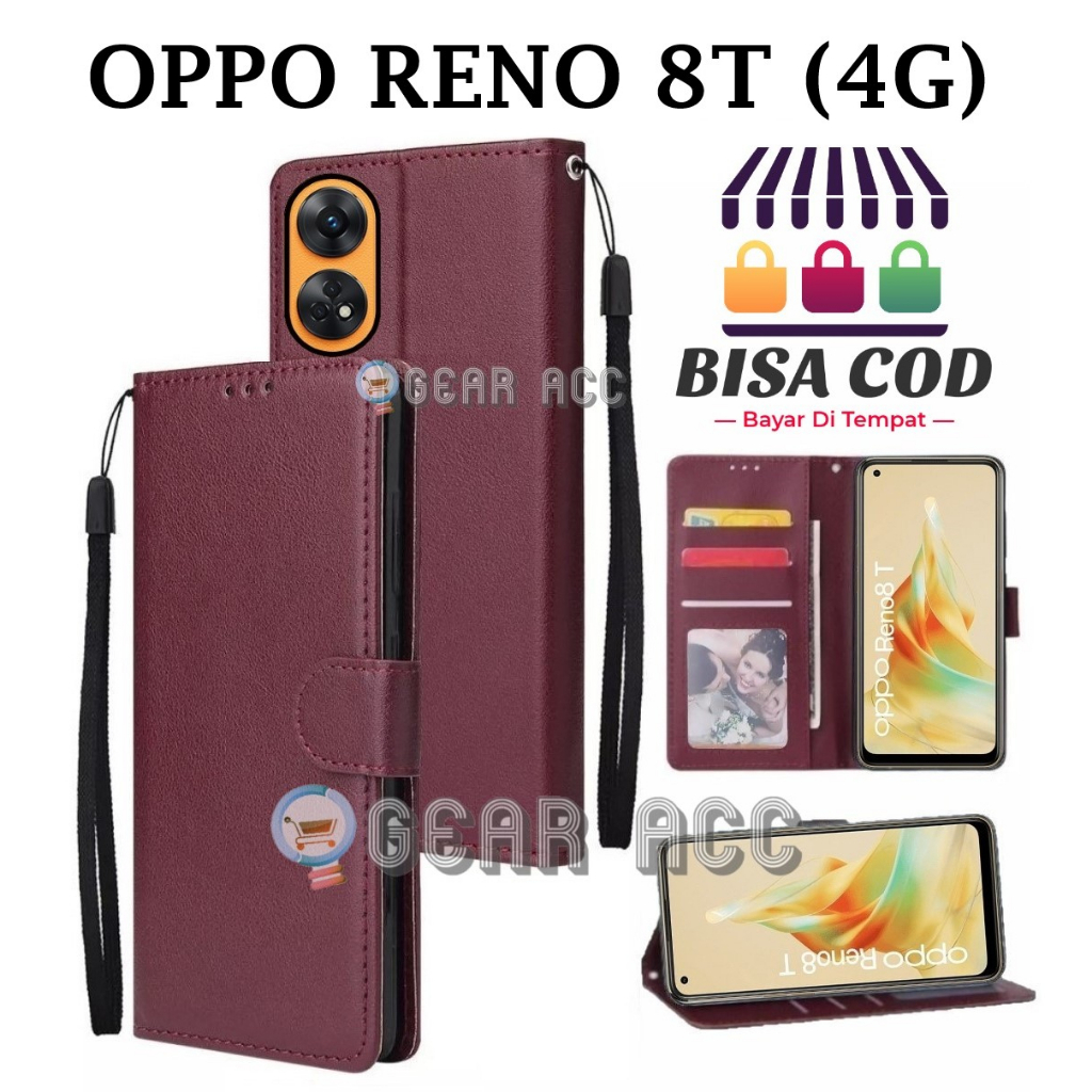 FLIP CASE UNTUK OPPO RENO 8T (4G) - FLIP COVER DOMPET CASING-WALLET LEATHER CASE FLIP SARUNG BUKU FL