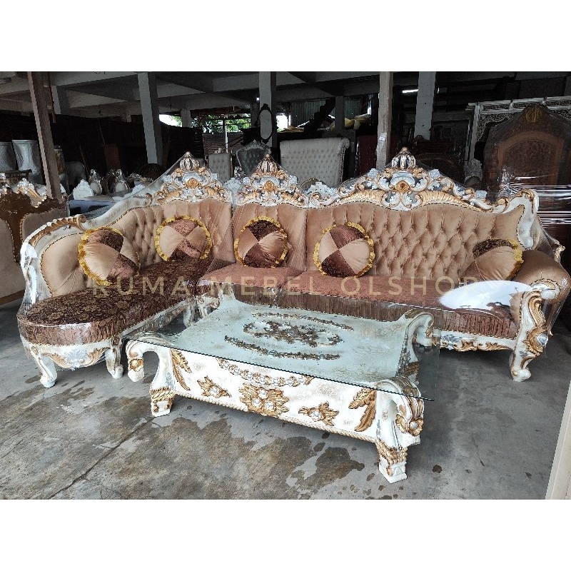 Sofa Sudut Mahkota Mewah Jati