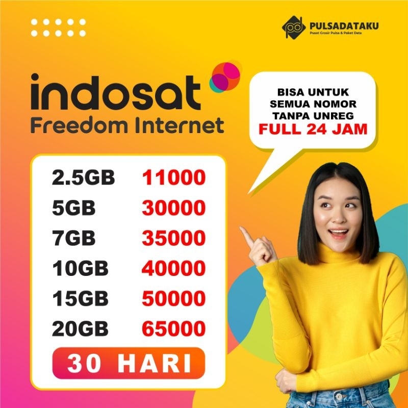 INDOSAT FREEDOM INTERNET PROMO MURAH IM3 50GB 100GB 15GB KUOTA INDOSAT PROMO MURAH INDOSAT YELLOW GI