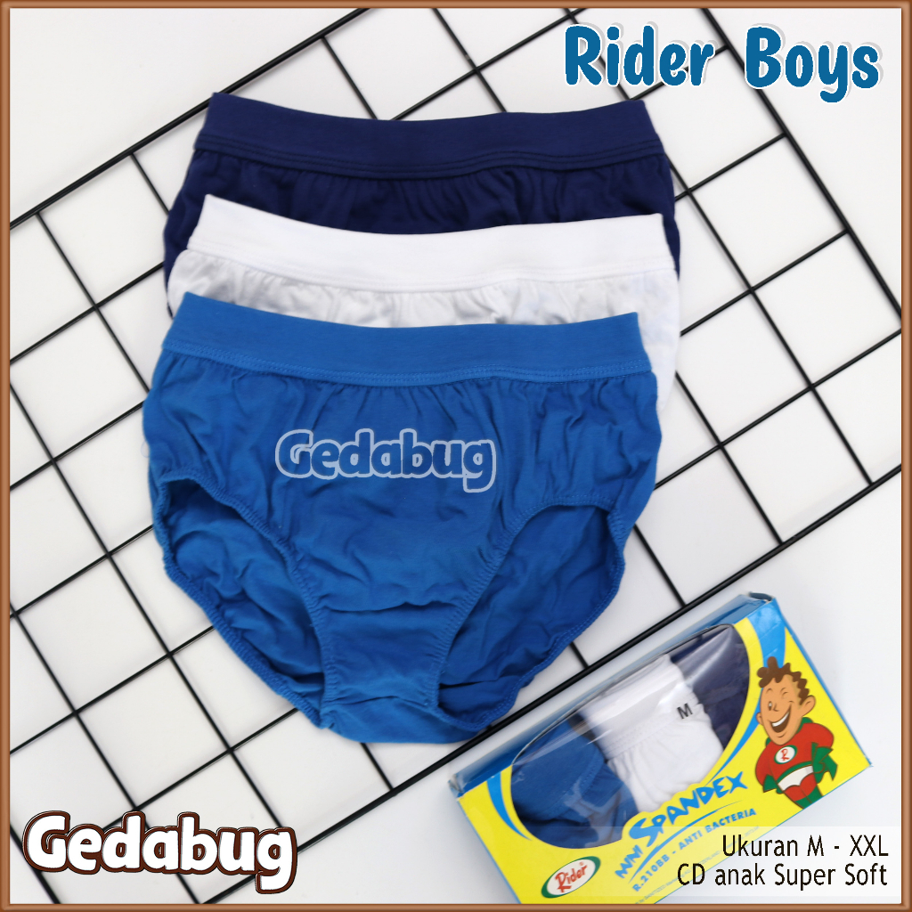 3 Pcs - CD Anak Rider R 210 BB Katun Spandex | Celana dalam anak Suoer Soft Polos | Gedabug