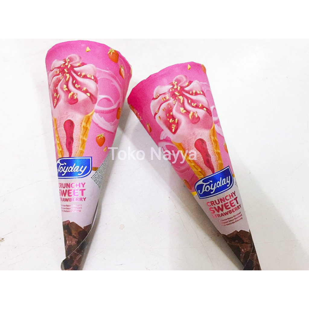 Es Krim Joyday Crunchy Sweet Strawberry - Es Susu Stroberi dan Kacang