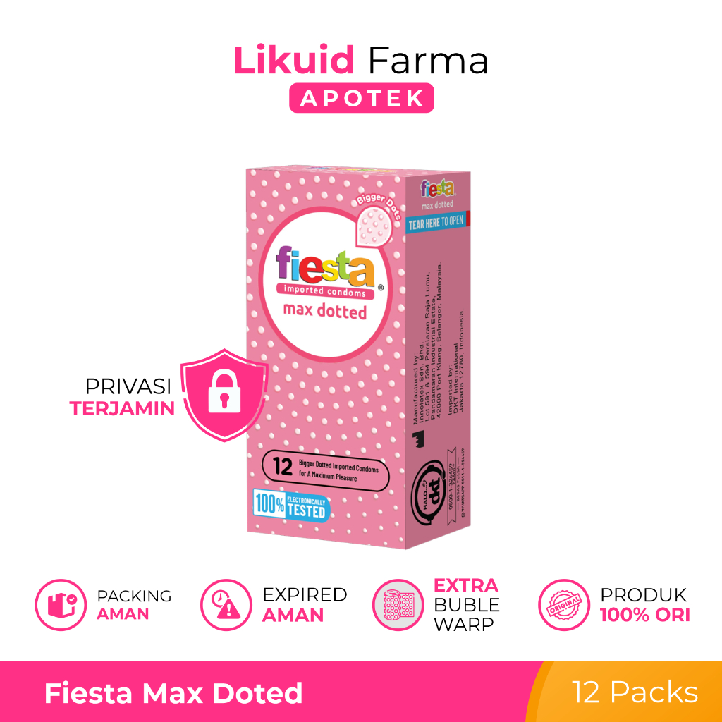Fiesta Max Dotted 12pcs - Kondom Bergerigi Kondom Berbintik Terbaik Safe
