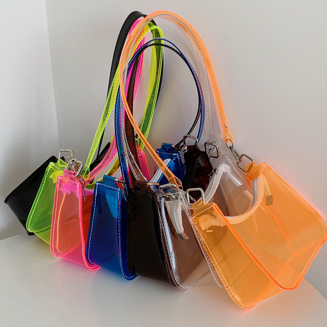 Multicolor Clear Zipper  Crossbody Bag Axillary Package 10032