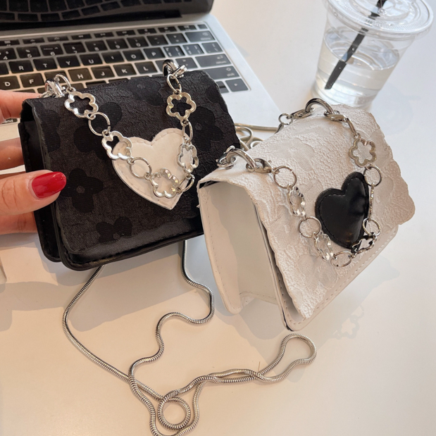 Bag Mini Heart Patch Detail Flap Square Bag Crossbody Bag 10048