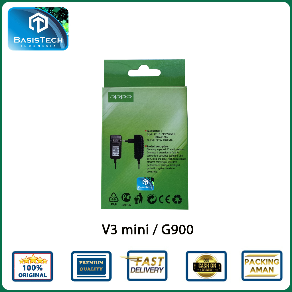 CHARGER CASAN OPPO V3 Mini 2A SUPER FAST CHARGING BASISTECH BT1-505