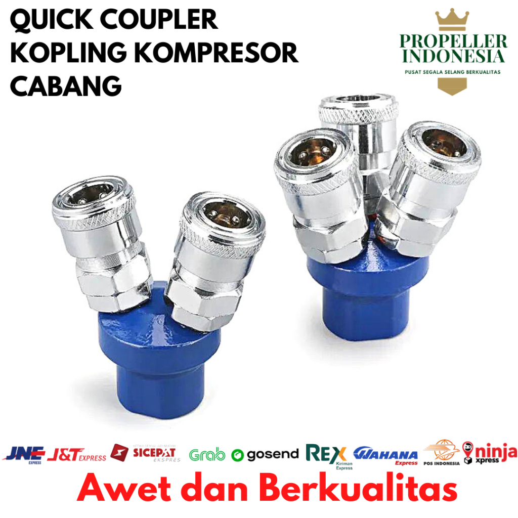 Quick Coupling Cabang Coupler Kopler Sambungan Kompresor 2 Way 3 Way