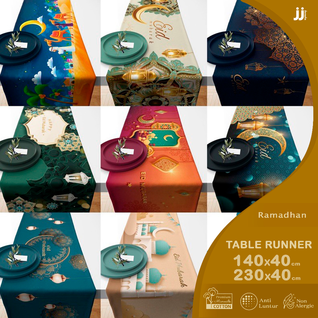 TABLE RUNNER IDUL FITRI LEBARAN EID MUBARAK TAPLAK MEJA 140X40 CM