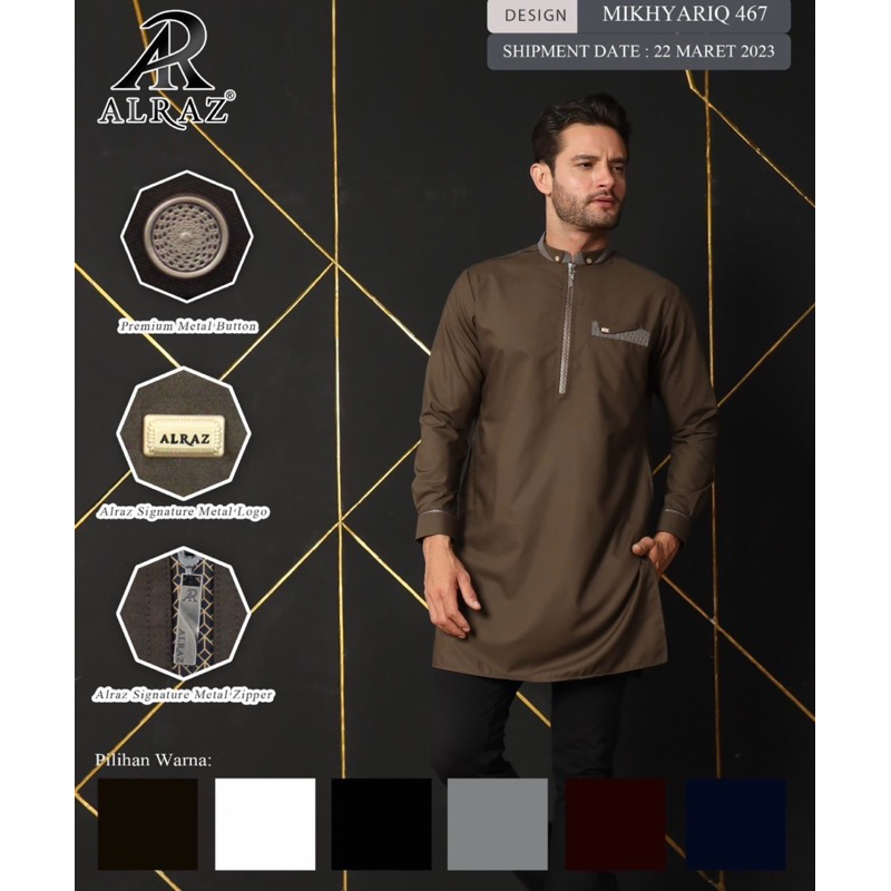 Busana Muslim Pria Dewasa | Kurta Dewasa AlRaz MIKHYARIQ 467 | Koko Kemko Al Raz Lengan Panjang Mans