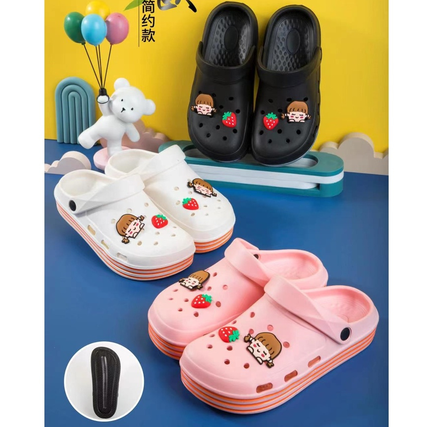 littlekiddoss Sendal Bapao Wanita Import Sendal Clog Viral Fuji Sandal Slop Eva Jibblitz Sol Tinggi 3cm SD2212