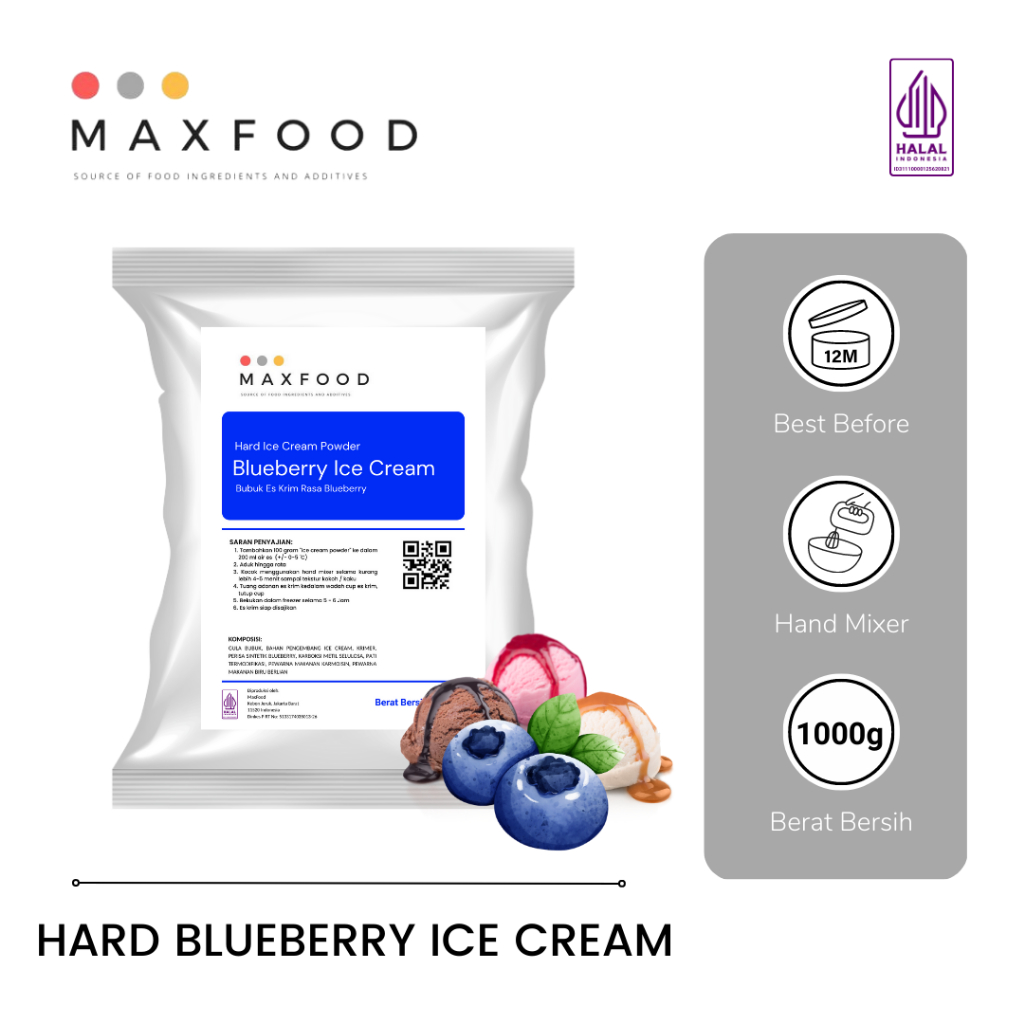 

Blueberry Ice Cream Powder/Bubuk Es Krim Rasa Blueberry 1kg