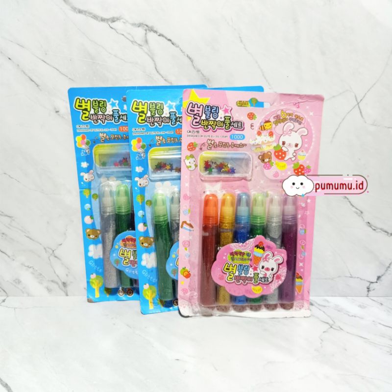 

[PUMUMU] TK17 Lem Gliter Isi 6 / Lem Kertas Glitter / Lem Kertas / Lem Kertas Cair