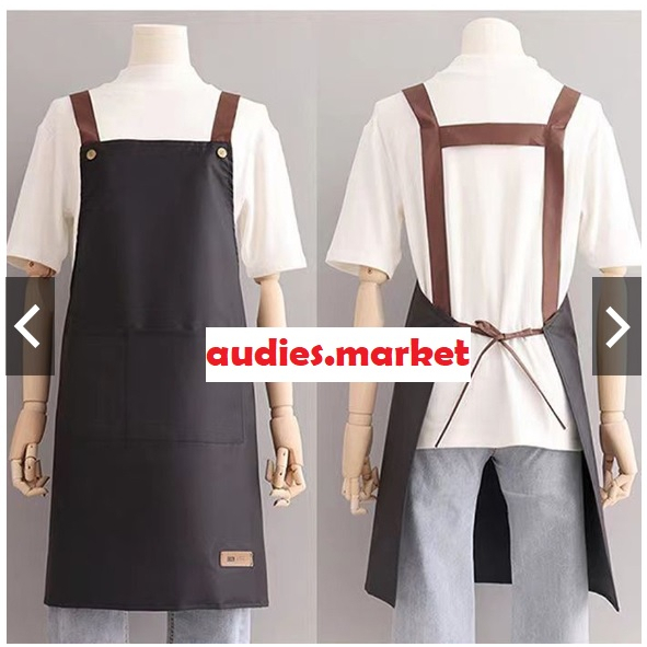 Apron Celemek Barista Korean Style Pria Wanita Celemek Dapur Masak Celemek Anti Air Chef Barista Barber Restoran Cafe Original