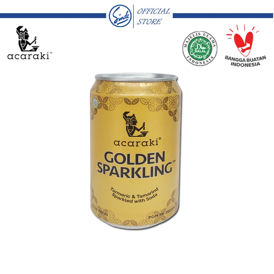 

Acaraki Golden Sparkling 320ml 1 Kaleng/ Acaraki Golden Sparkling Kunyit Asam Soda 320ml