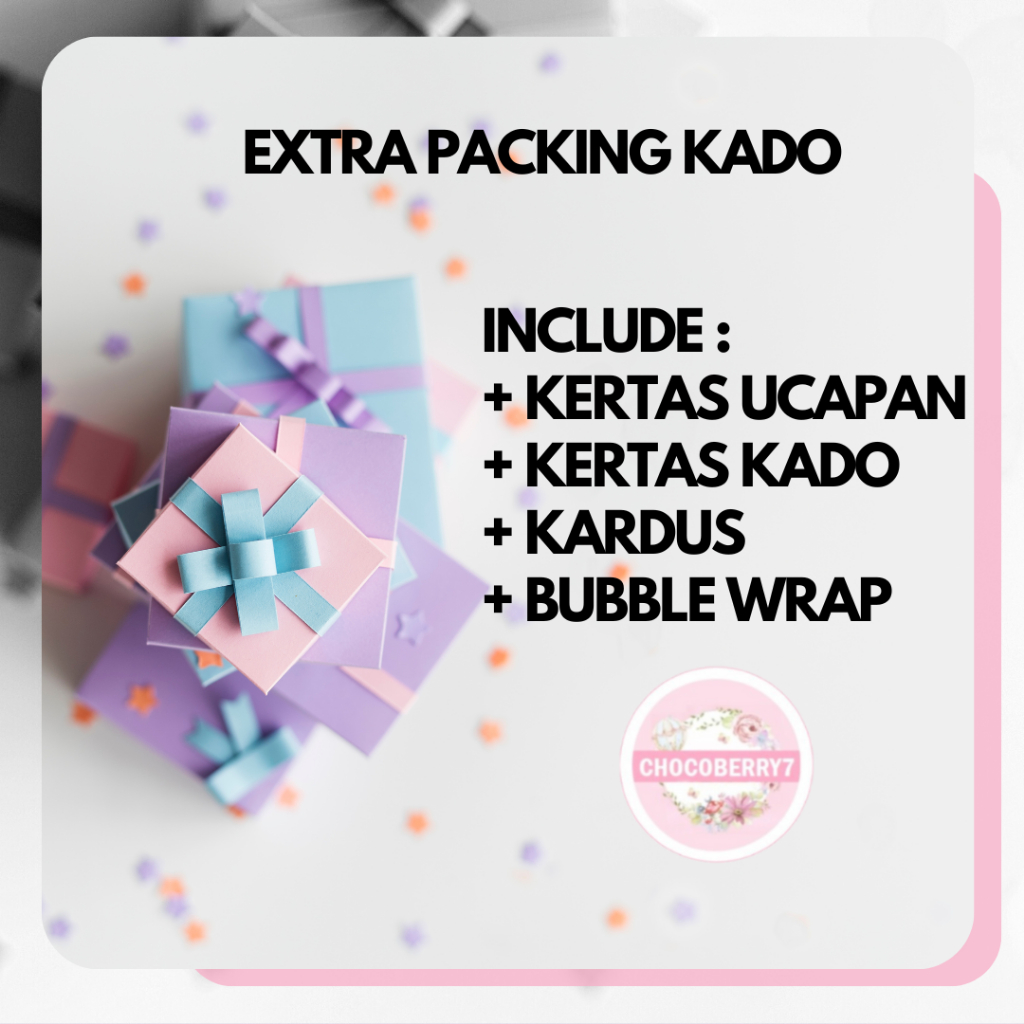 

Extra Packing Kado - Jasa Packing Tambahan untuk Hadiah dengan Bungkus Kertas Kado dan Kertas Ucapan