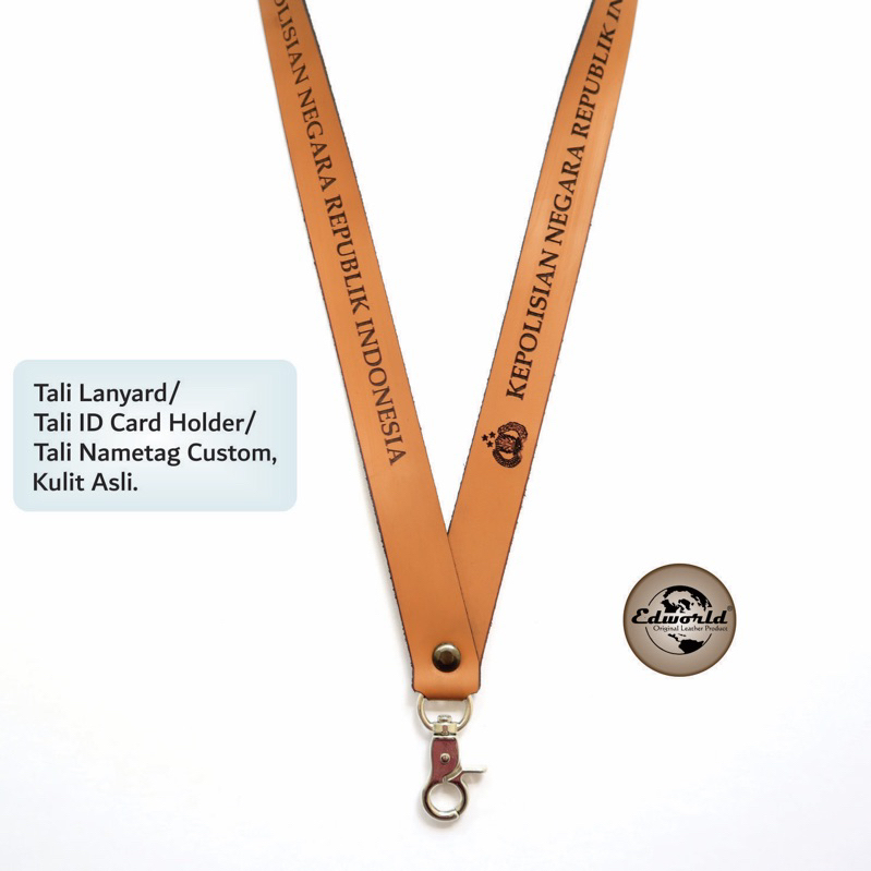 Lanyard Premium / Tali ID Card Holder / Tali Nametag Kulit Asli Custom