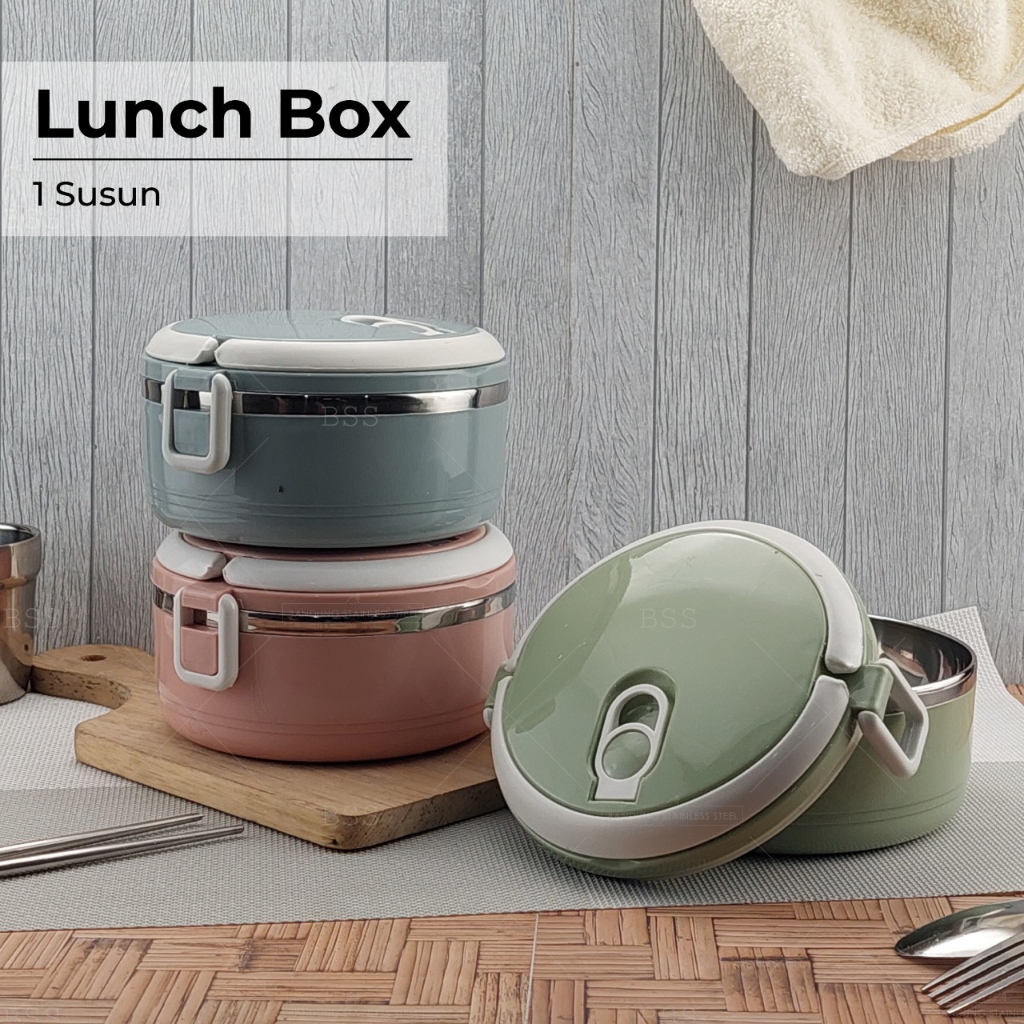 Rantang lunch box 1 susun polos lucu elegan tempat bekel makanan