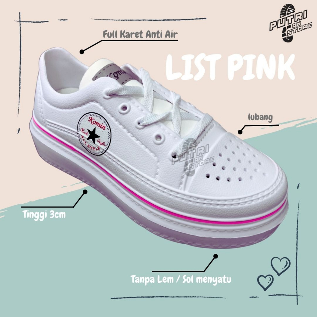 KOMIN Sepatu Sneakers putih pria wanita Anti air Bahan phylon tanpa sambungan