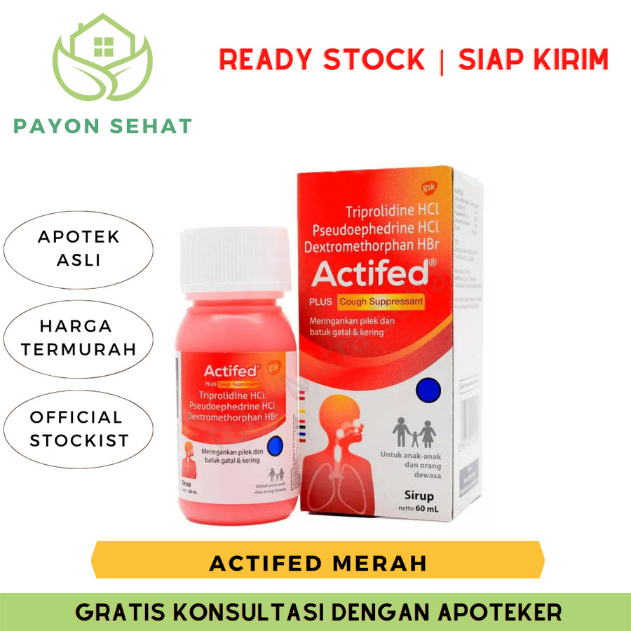 ACTIFED PLUS COUGH SUPRESSANT (MERAH) / OBAT BATUK PILEK