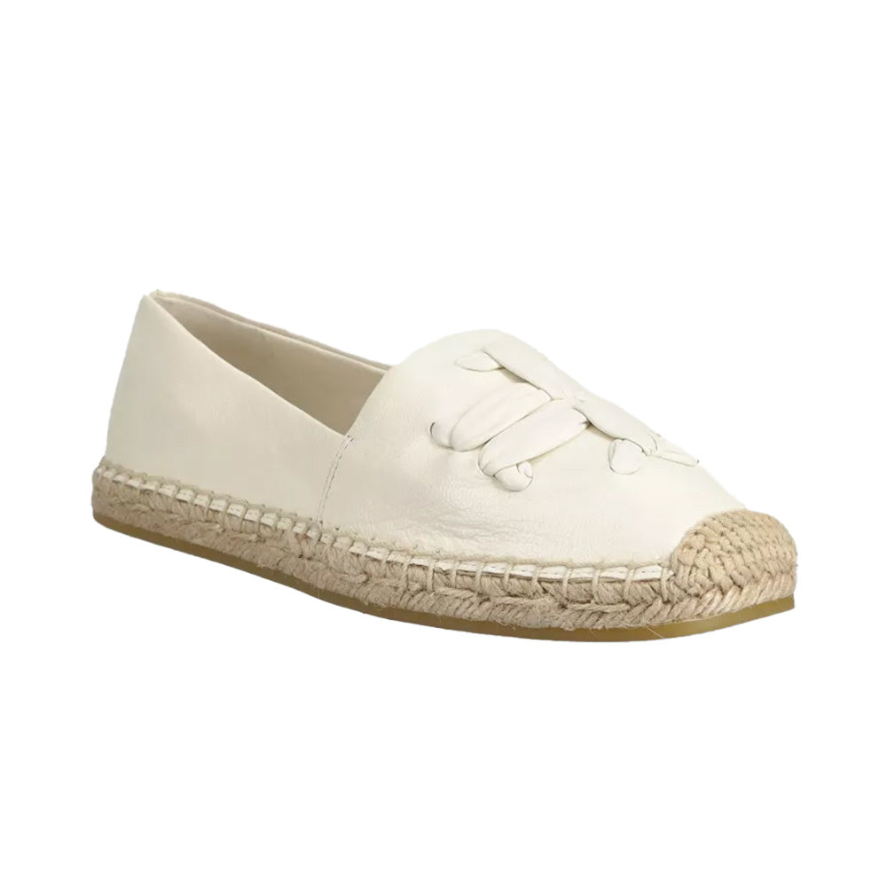 Try Burch Woven Double T Signature Calf Leather Espa Cream White