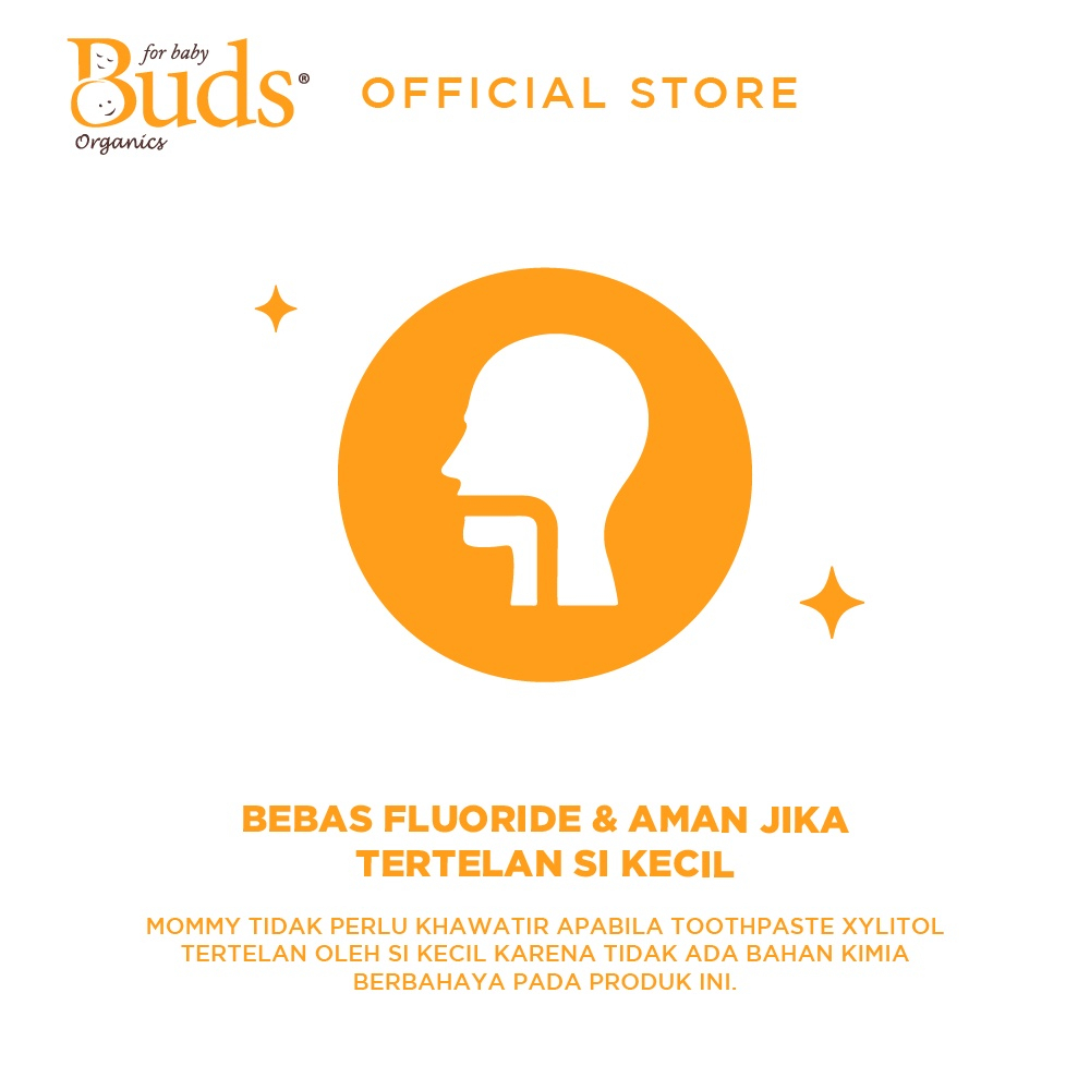 Buds Organics Toothpaste With Fluoride 3-12 Thn - Pasta Gigi Odol Bayi dan Anak Aman Bisa Ditelan