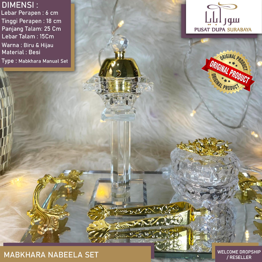 Tivana Home Mabkhara Set Kristal Cermin/Nampan/Tempat