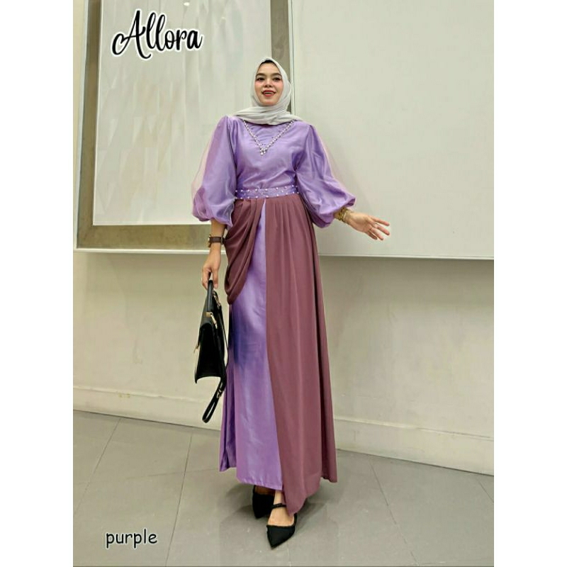 Allora Maxy, GAMIS LEBARAN MUSLIM CANTIK MODIS KEKINIAN FIT XL LD 106 BAHAN MAXMARA VELVET MIX MUTIARA TERMURAH OOTD TERLARIS