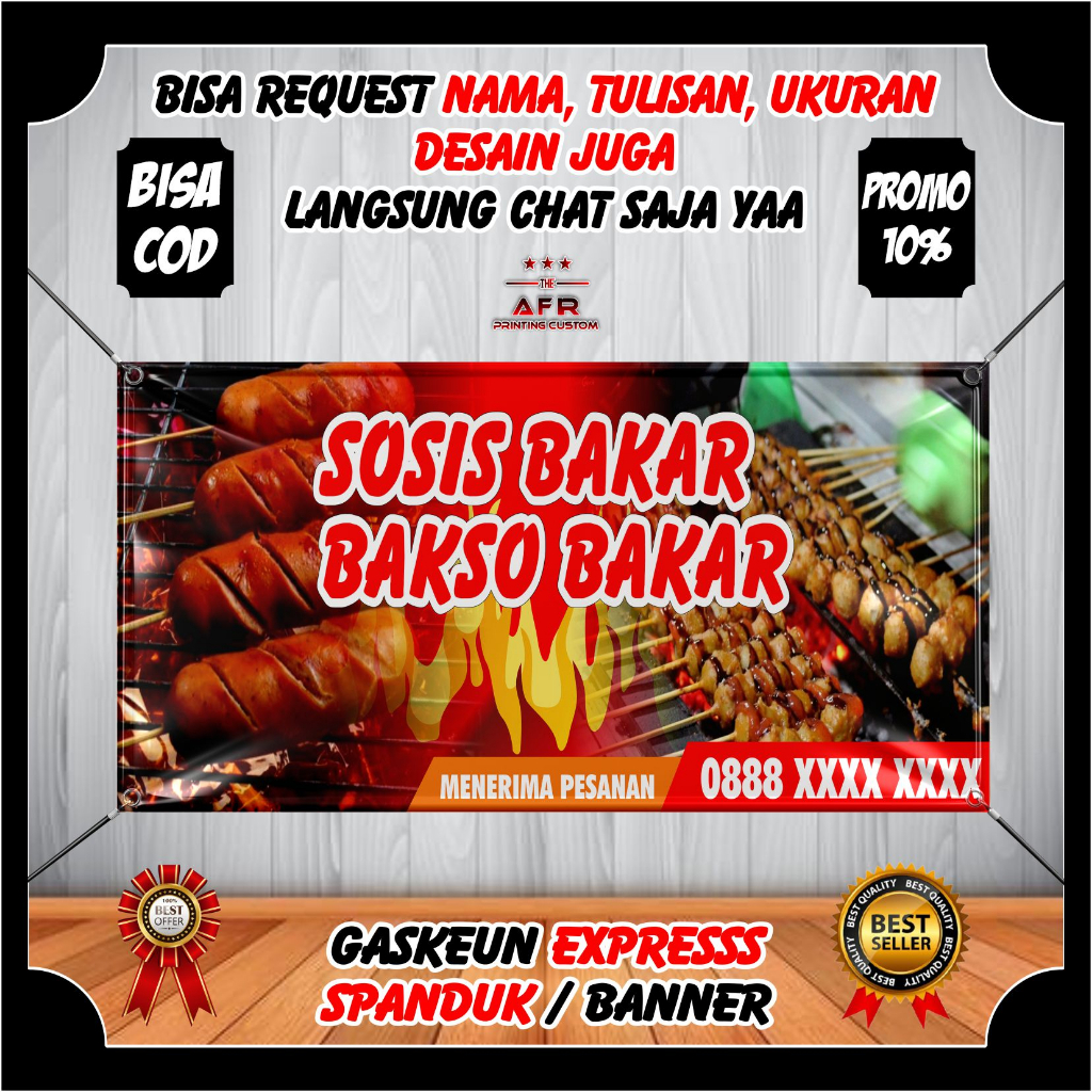 Spanduk Banner Backdrop Sosis Bakar / Banner Jualan Sosis Bakar Desain Custom / Spanduk Banner Custo