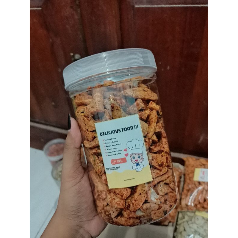 

Basreng Pedas Daun Jeruk Kemasan Toples 1000ML