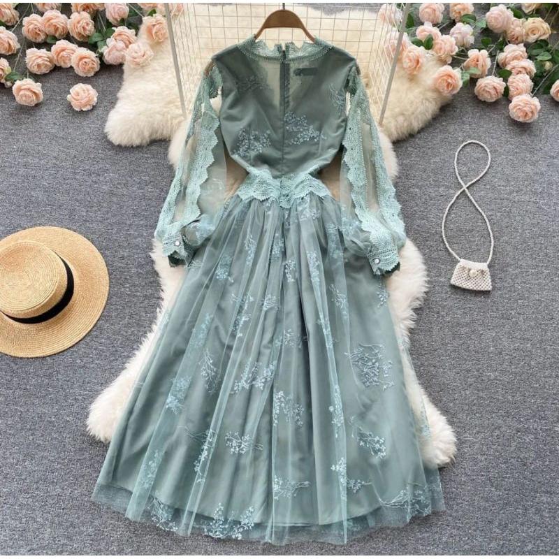 GAMIS MIKAYLA BURKAT KANCING SERIBU (FULL FURING)FASHION IMPORT TERBARU