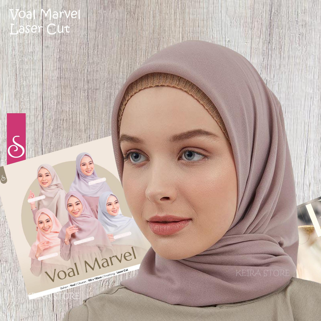 Hijab Voal Marvel Laser Cut Segi Empat Jilbab Kerudung Polos  Laser Cut