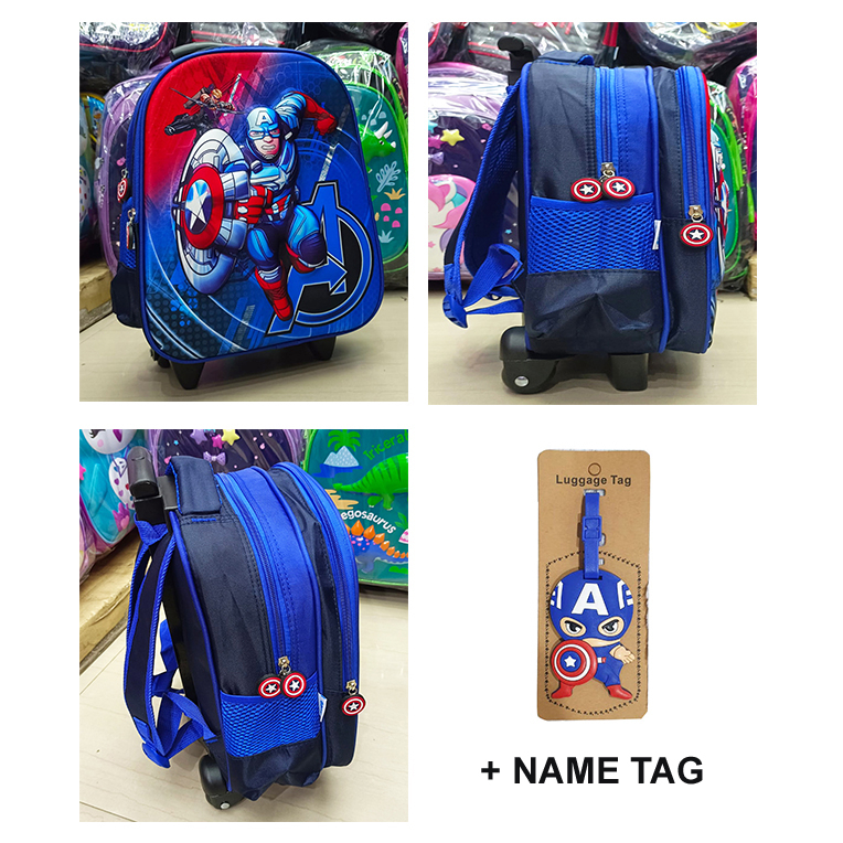 TAS Troli Dorong Anak TK TERMURAH Trolley Anak Laki Laki SUPER JAGOAN STRONG GREAT 3D TIMBUL IMPORT