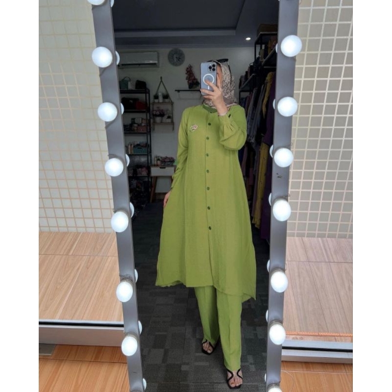 SETELAN WANITA POLOS TUNIK CRINKLE/ONE SET TUNIK CRINKLE/ONE SET KEREN