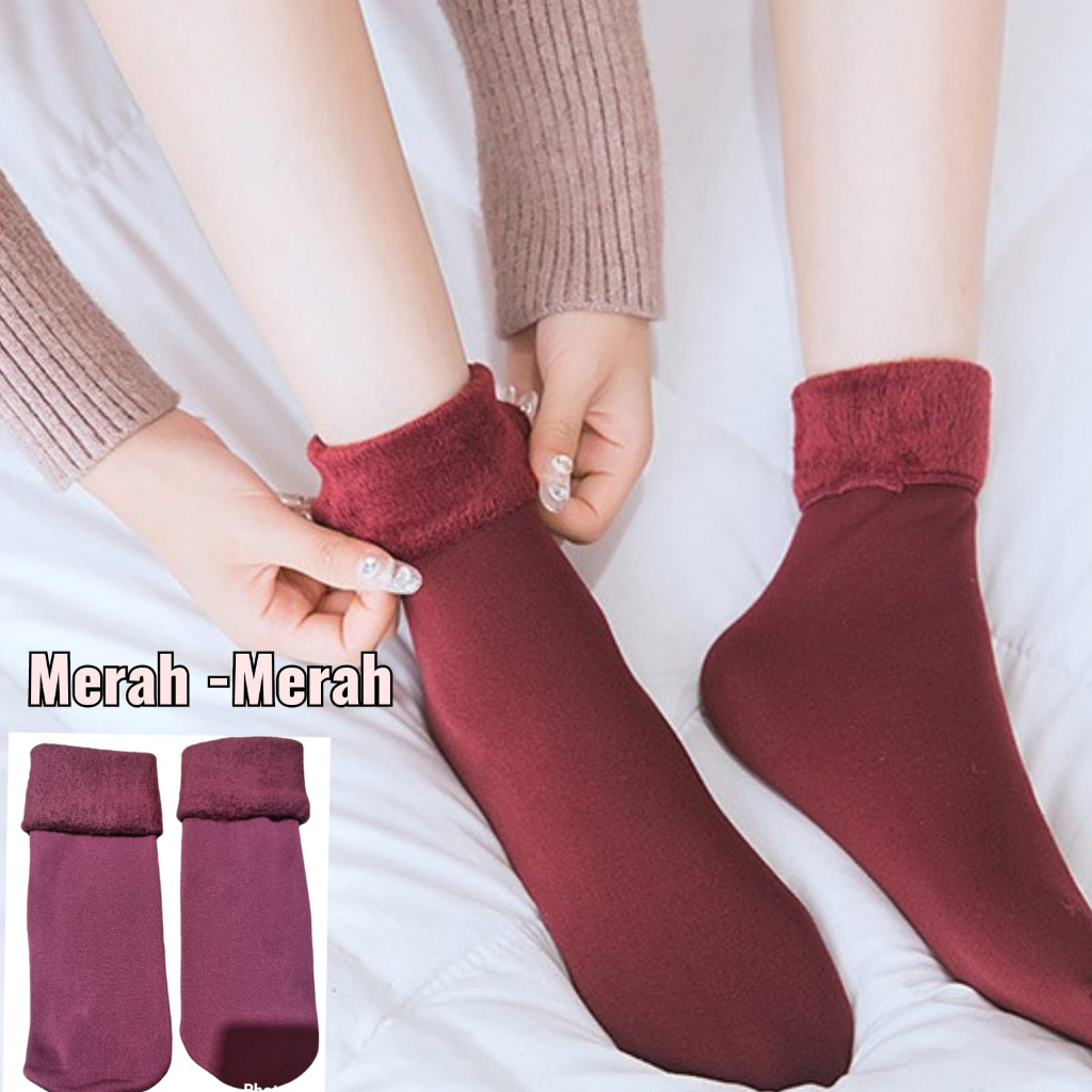 Kaos Kaki Musim Dingin Kaus Kaki Wanita Bulu Tebal Kaus Kaki Import Premium Tebal