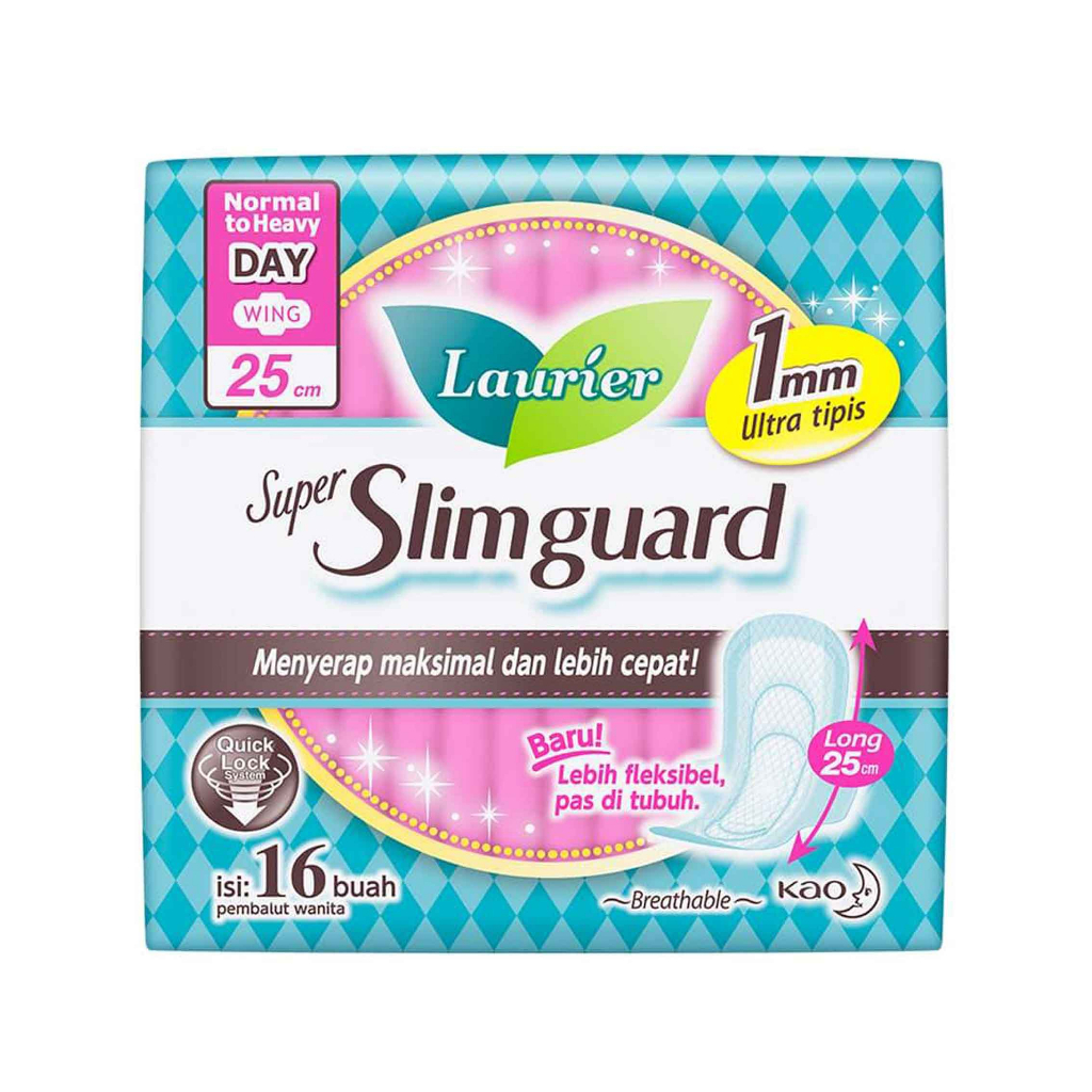 LAURIER SLIMGUARD 25cm isi 16 buah / pembalut laurier slimguard 25cm isi 16 buah (wing)